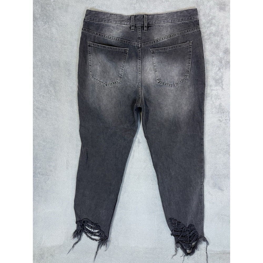 We The Free Jeans Womens 31 Black Faded Denim Mid Rise Skinny‎ Frayed Button Fly - Picture 3 of 11
